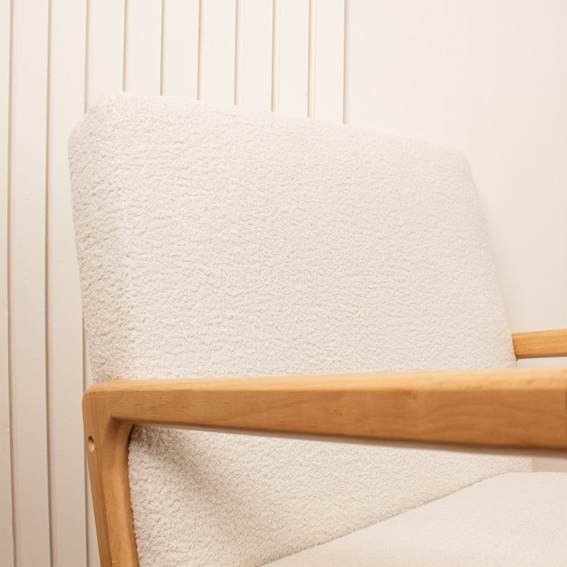 Cream Boucle Curved Arms Chair